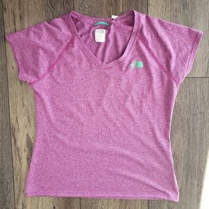 The North Face Womens shirt MEDIUM v neck purple and green Northface